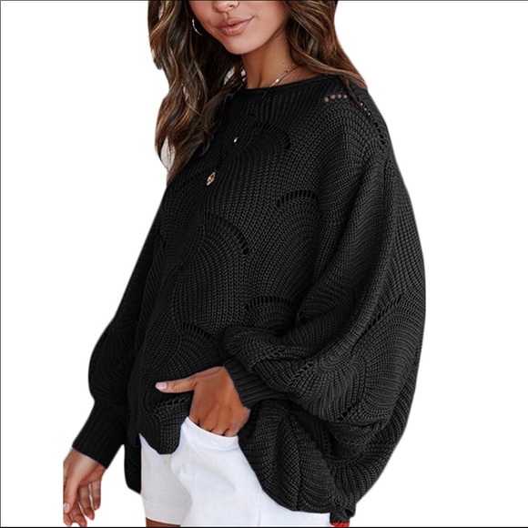 NEW Batwing Ripped Sweater Knit Pullover Tunic - Picture 5 of 8